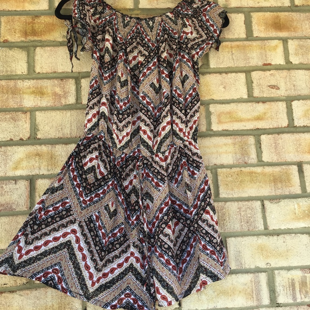 Shorts, designed off the shoulder romper, Large.